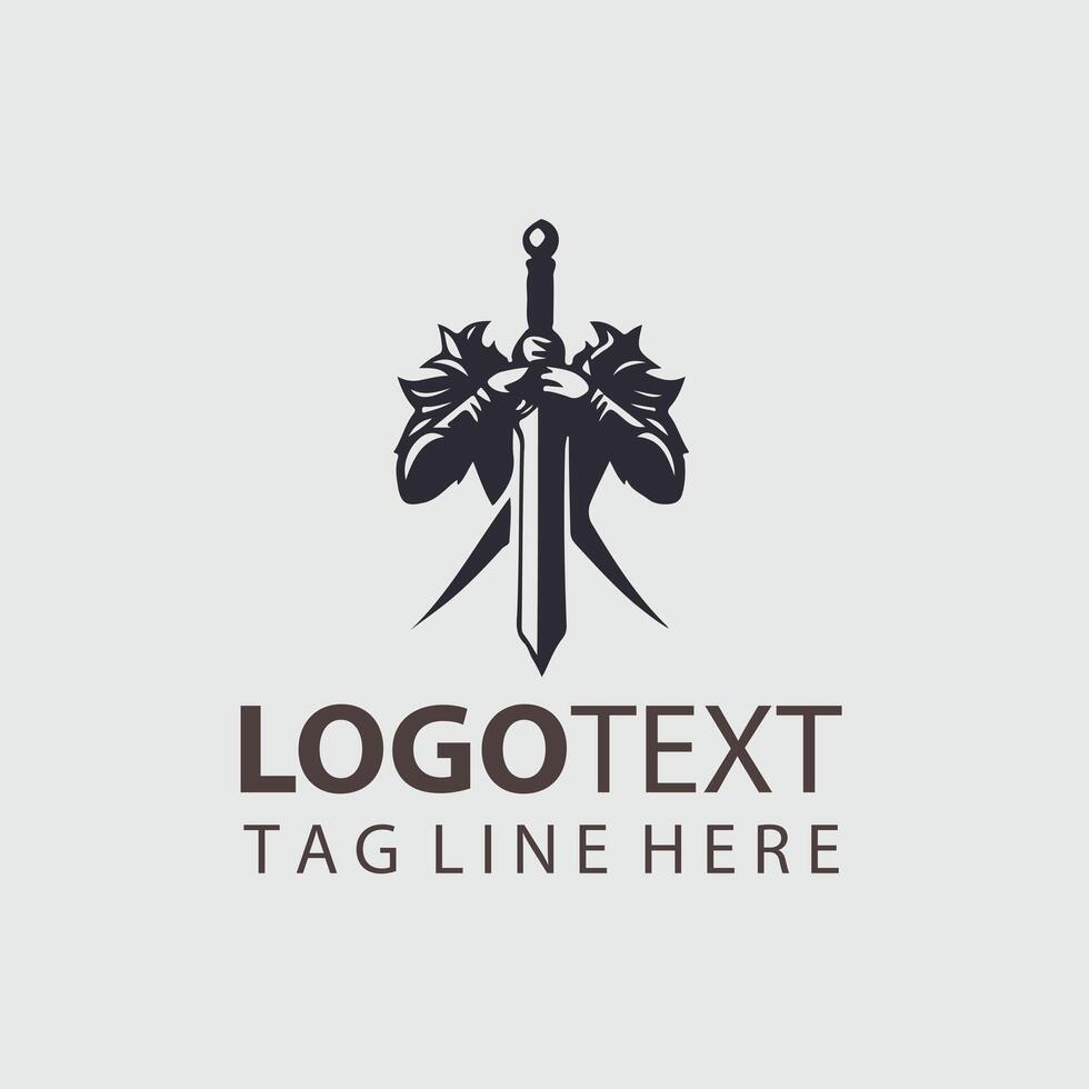 Thunderstrike Katana sword logo design vector