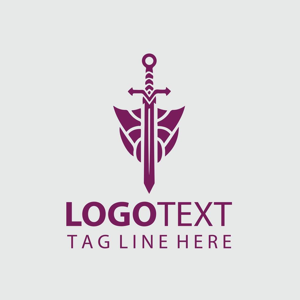 Valkyrie Blade sword logo design vector