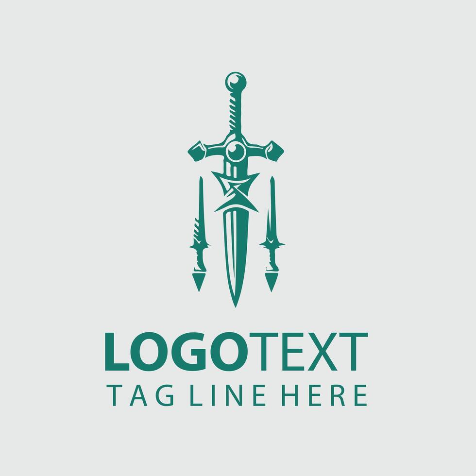 Thunder fang sword logo design vector