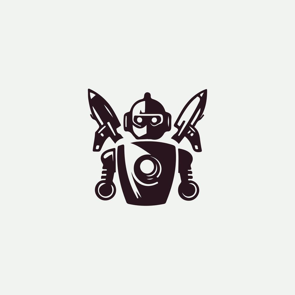 Techno Cyborg Robot Logo Design vector
