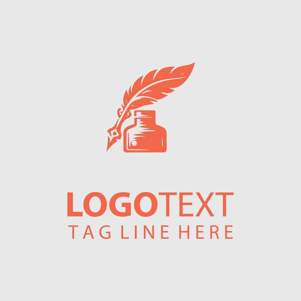 Timeless Ink Quill And Inkwell Logo vector