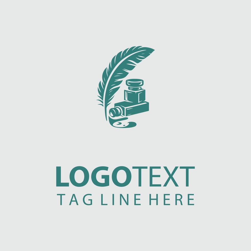 The Inked Quill Quill And Inkwell design vector