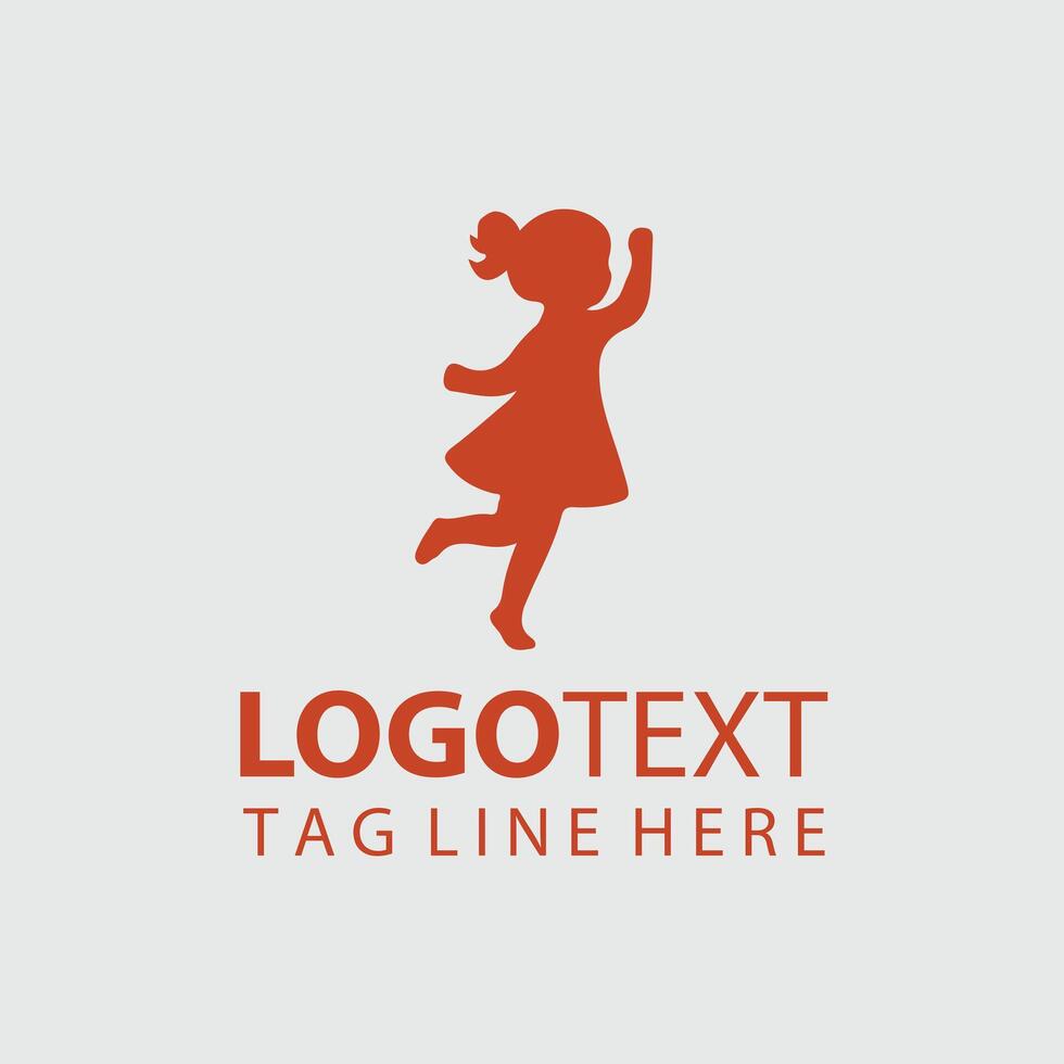 Innocence in Motion Child silhouette Logo Design vector