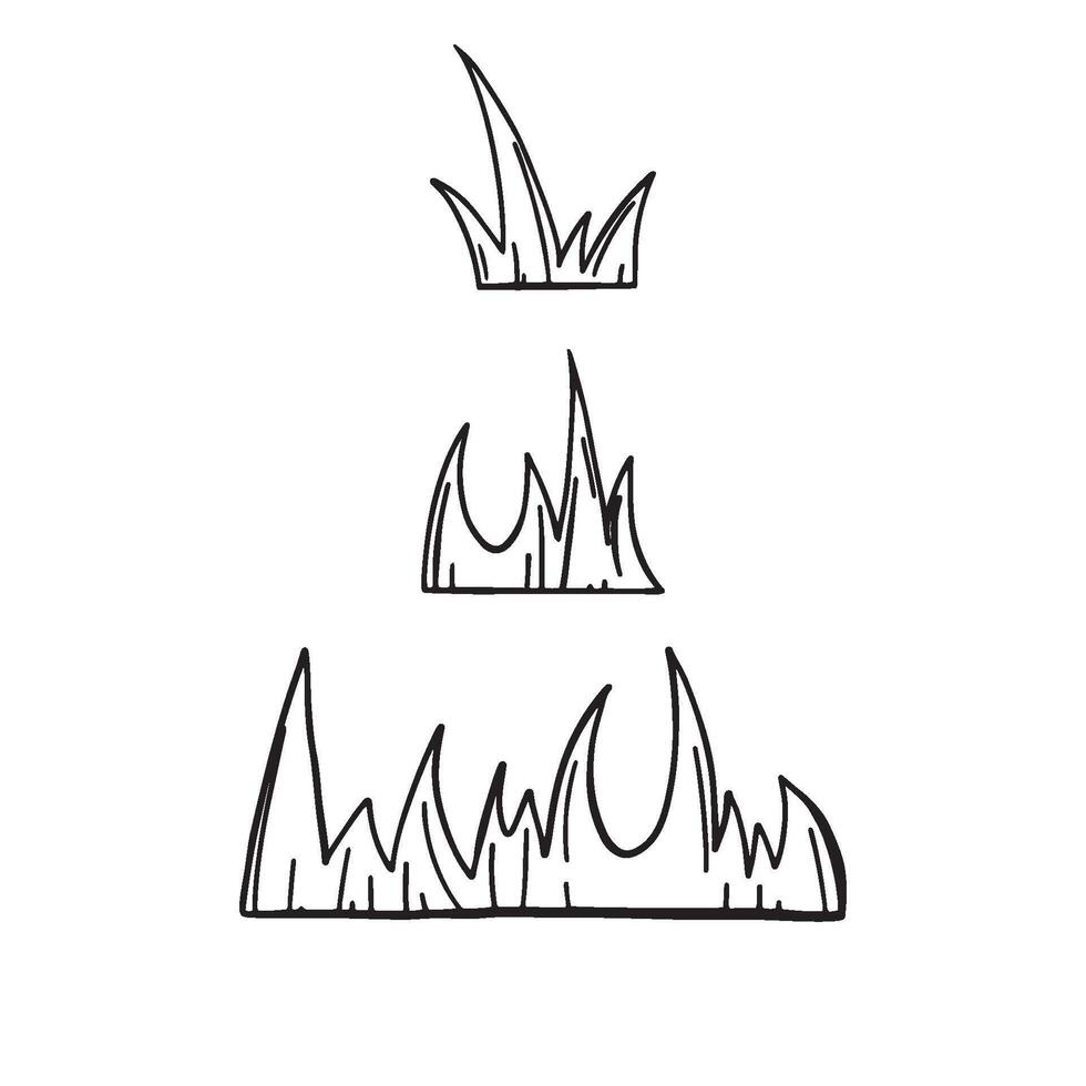Doodle grass three pieces set vector