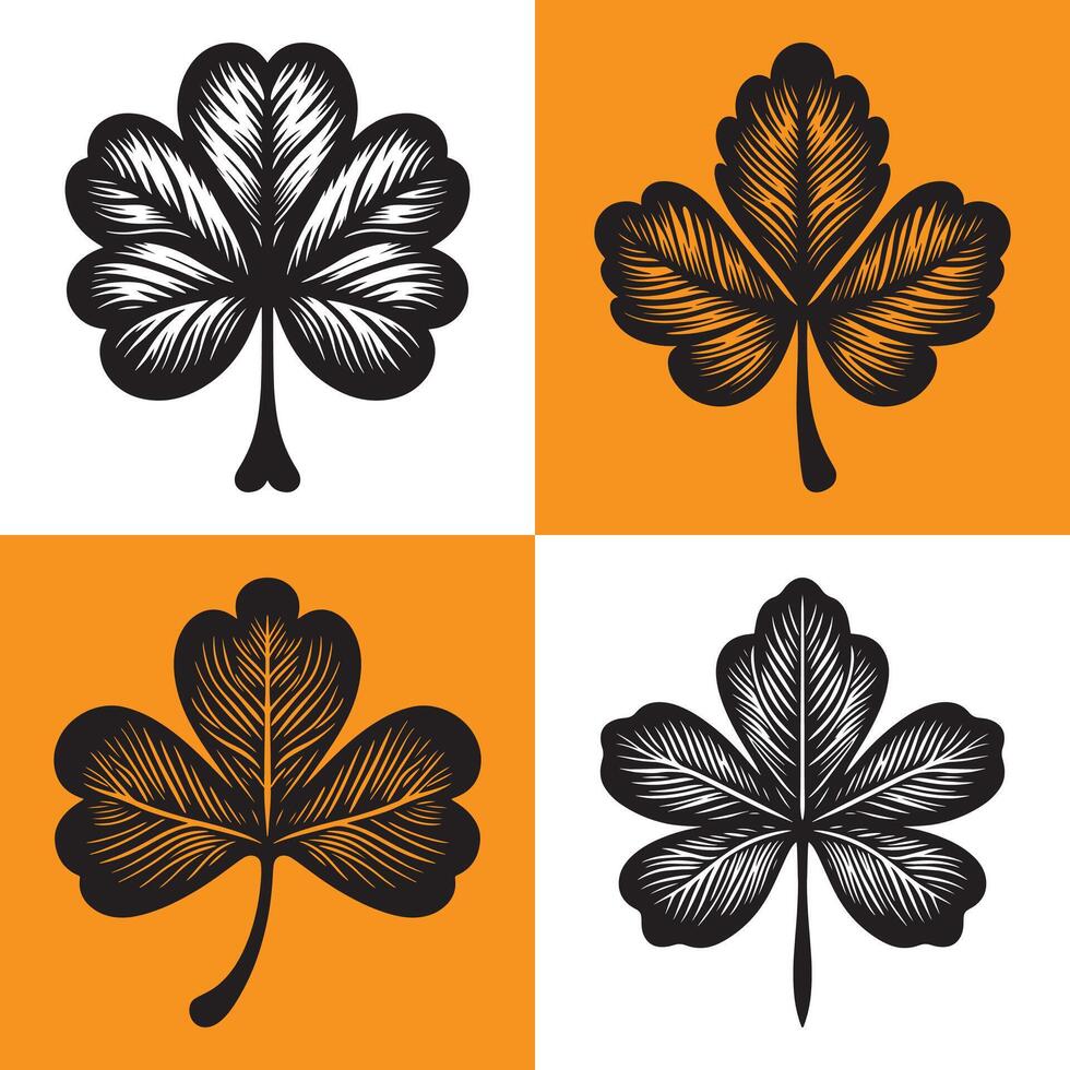 St Patrick's day special leaf logo icon sticker set design vector