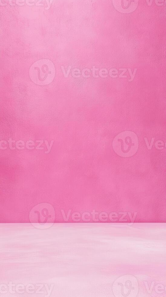 Solid pink textured wall and floor creates a simple yet vibrant backdrop for showcasing products. photo