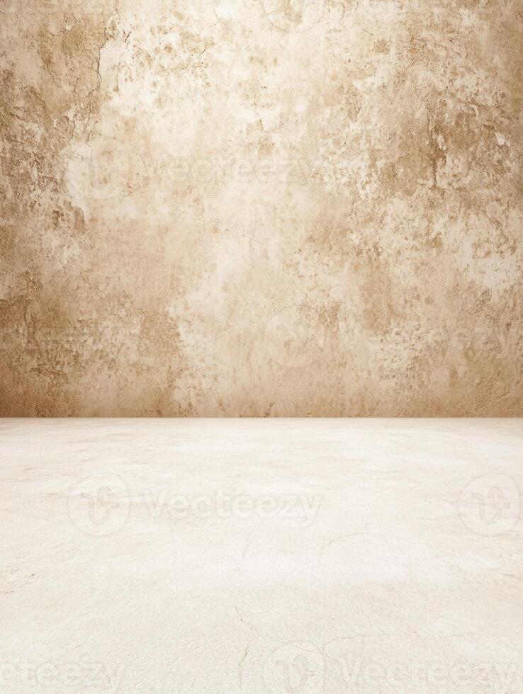 Textured beige wall and floor create a neutral and adaptable backdrop for various product displays photo