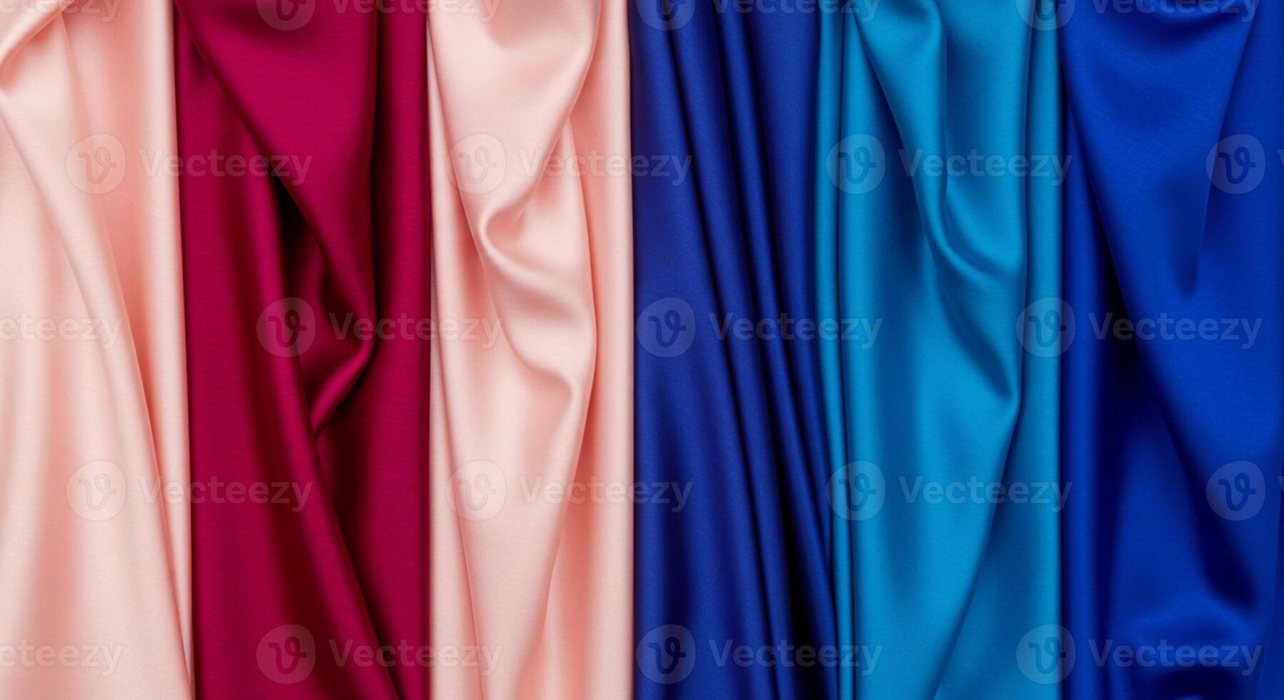 Four different colors of silk fabric photo