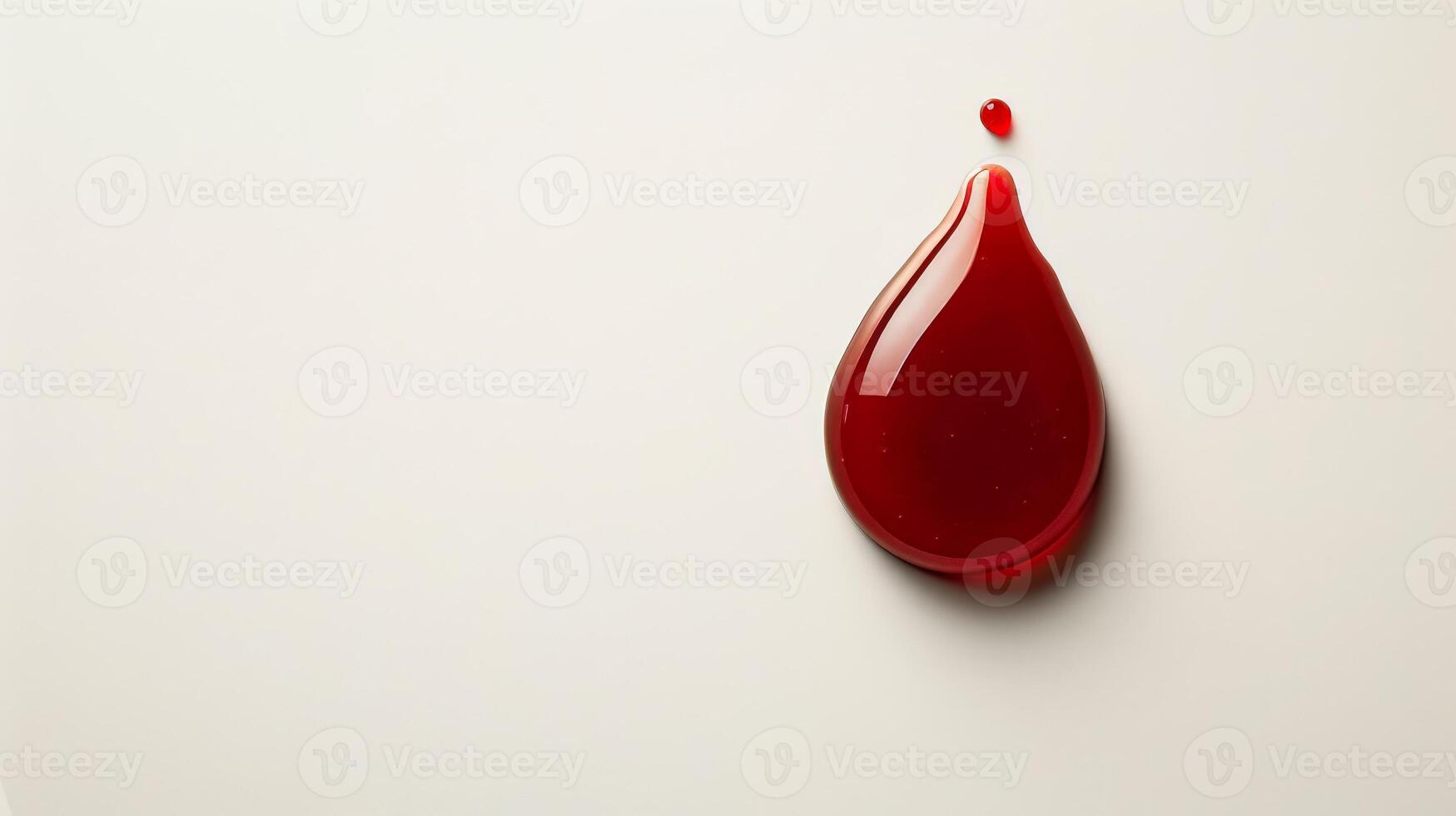 A red drop of blood is shown in a glass. photo