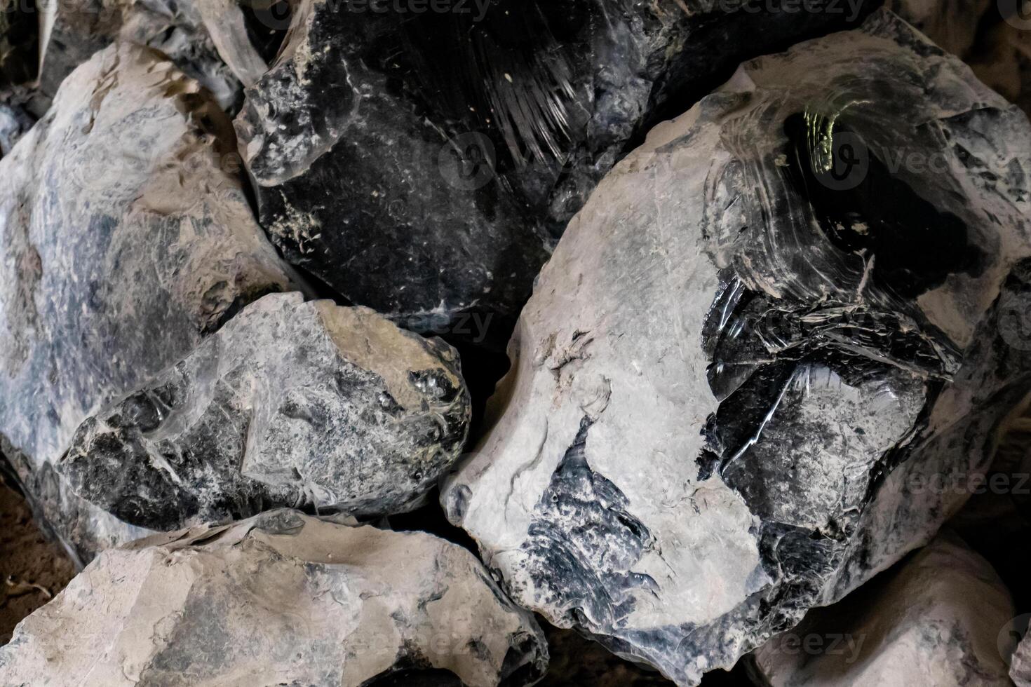 Obsidian pieces at the Teotihuacan archeological site. photo