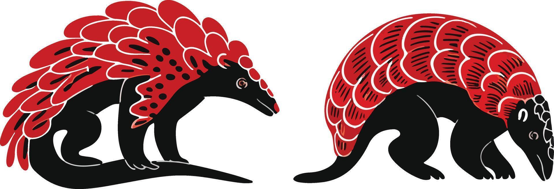 Red Pangolins Characters vector