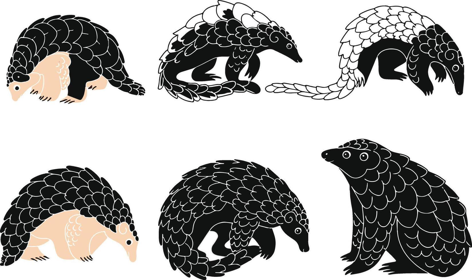 Pangolins Illustration Clipart vector