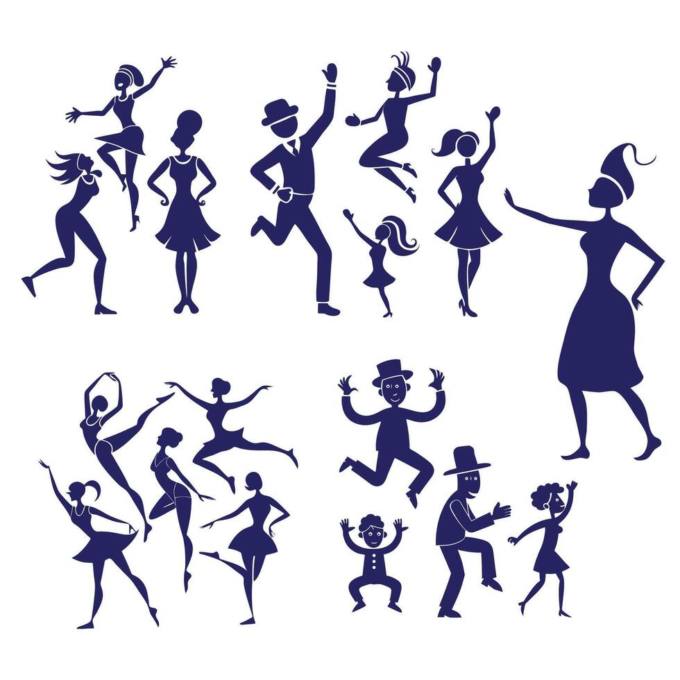 Dancing Silhouettes Elegant Motion Art vector
