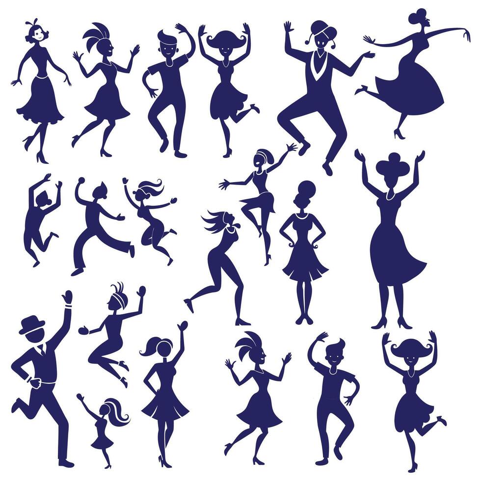 Dynamic Dancing Silhouettes Elegant Motion vector