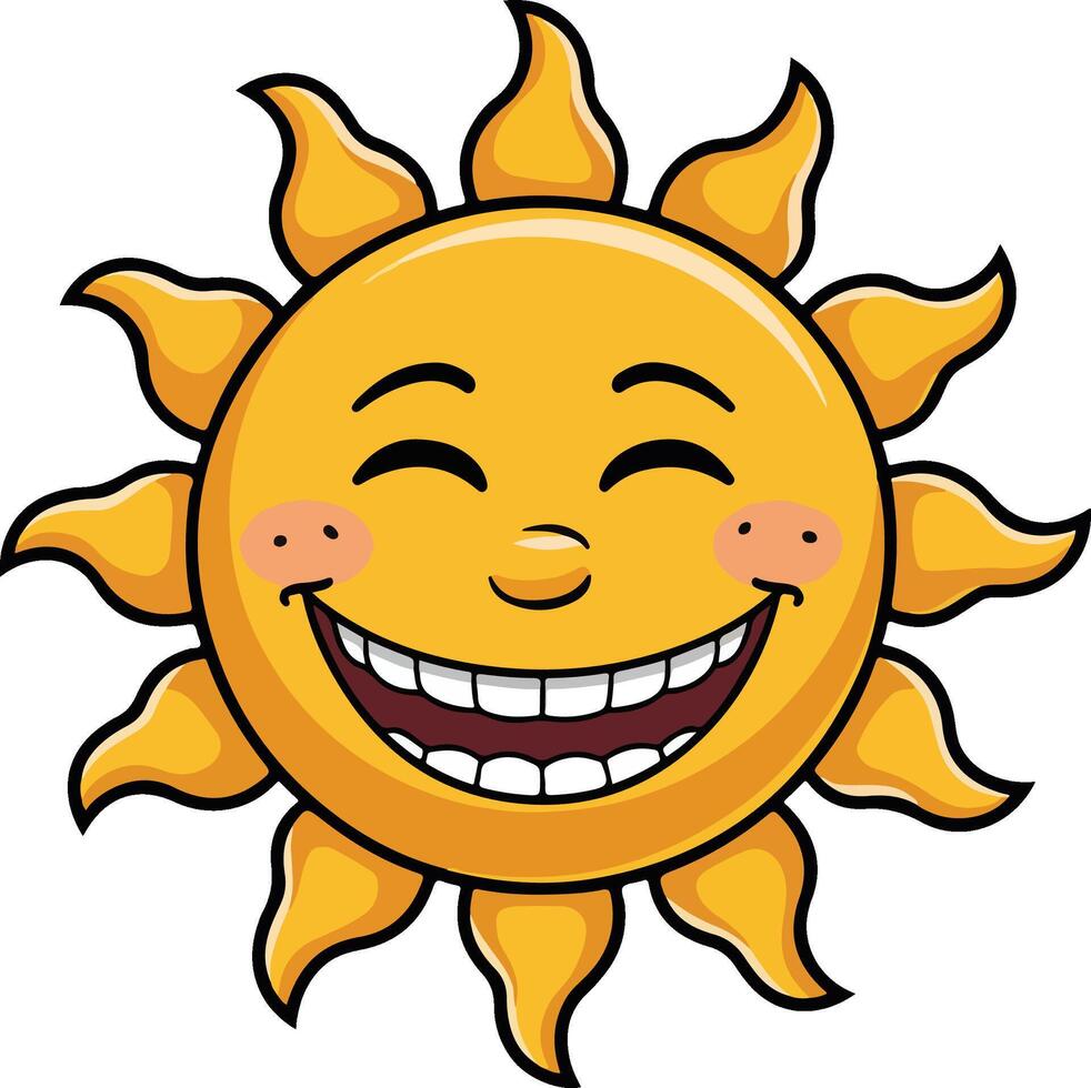 cartoon sun smiling with a big smile vector