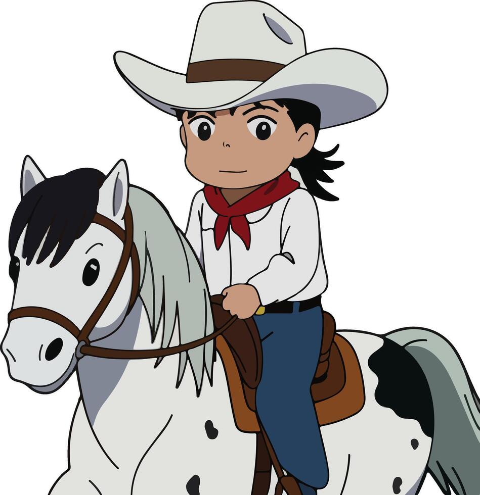 cartoon cowboy riding on horse vector