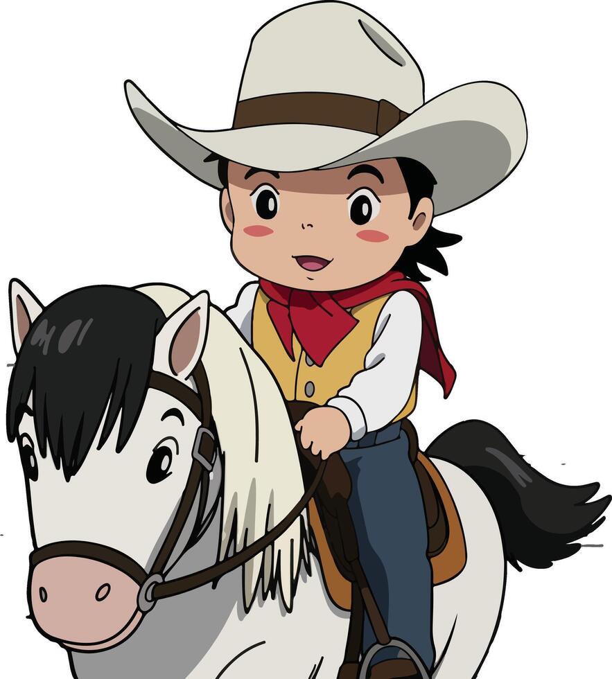 cartoon cowboy riding horse clipart vector