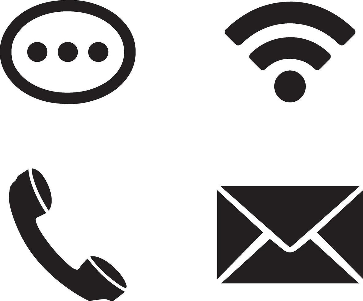 Communication Icons Set with Phone, Message, and Wi-Fi vector
