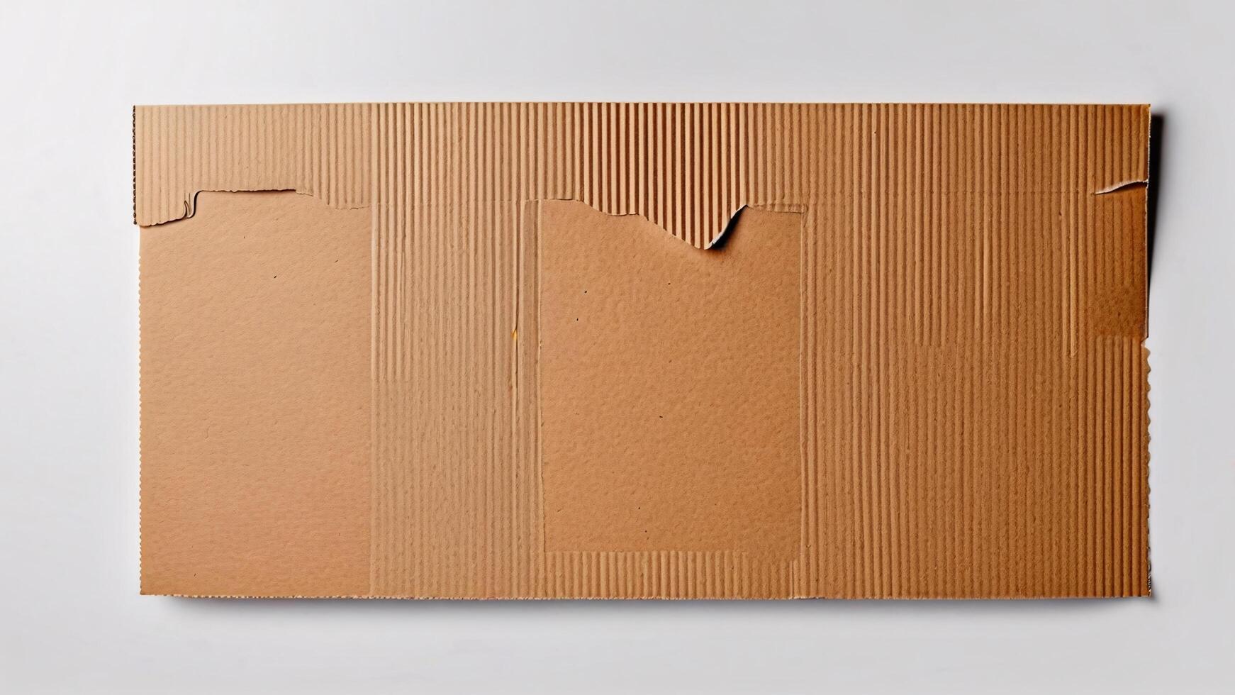 Damaged cardboard sheet, top view. photo
