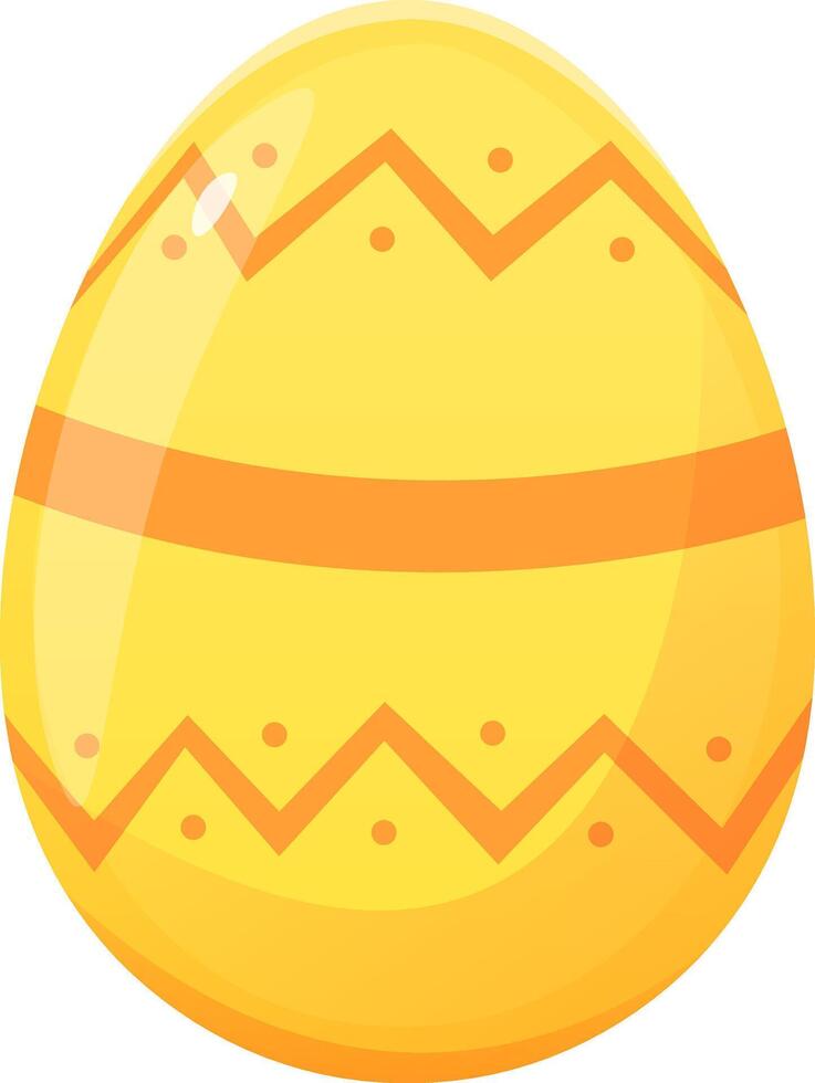 Easter egg with orange ornament. Yellow egg in cartoon style vector