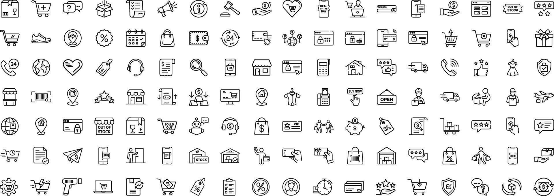 E commerce Icons Set Modern Editable Stroke Thin Line Style On Isolated White Background vector