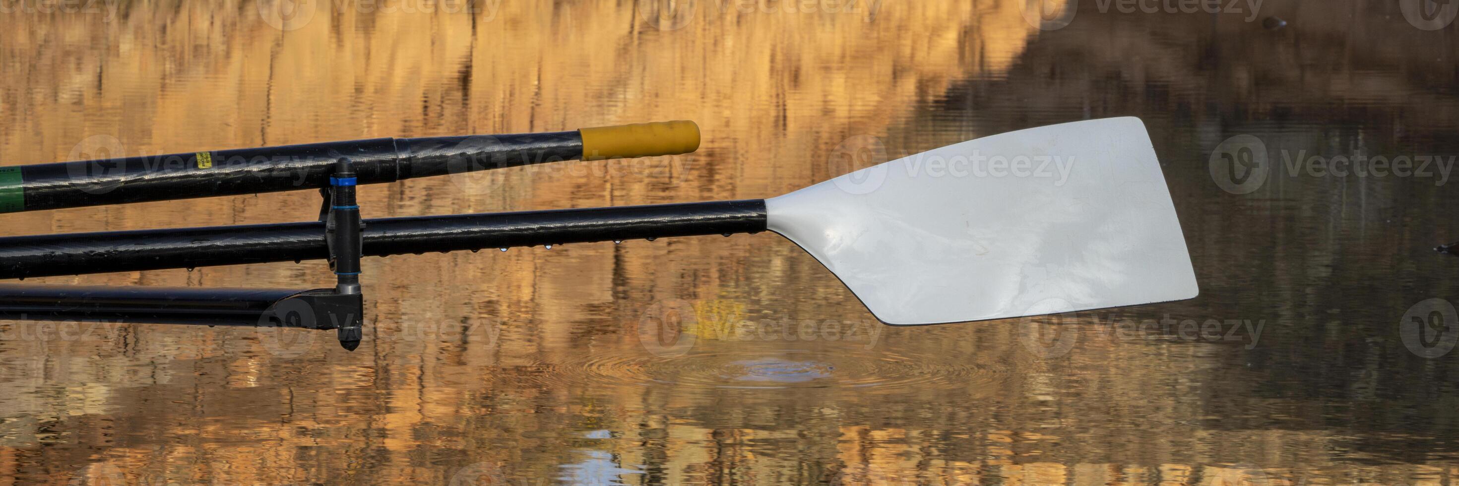 oars of a sculling shell in sandstone canyon of Horsetooth Reservoir in Colorado in fall scenery photo