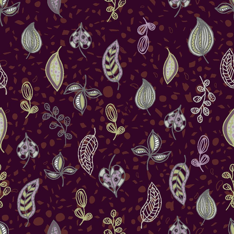 seamless pattern unique hand drawn abstract flower leaves vector