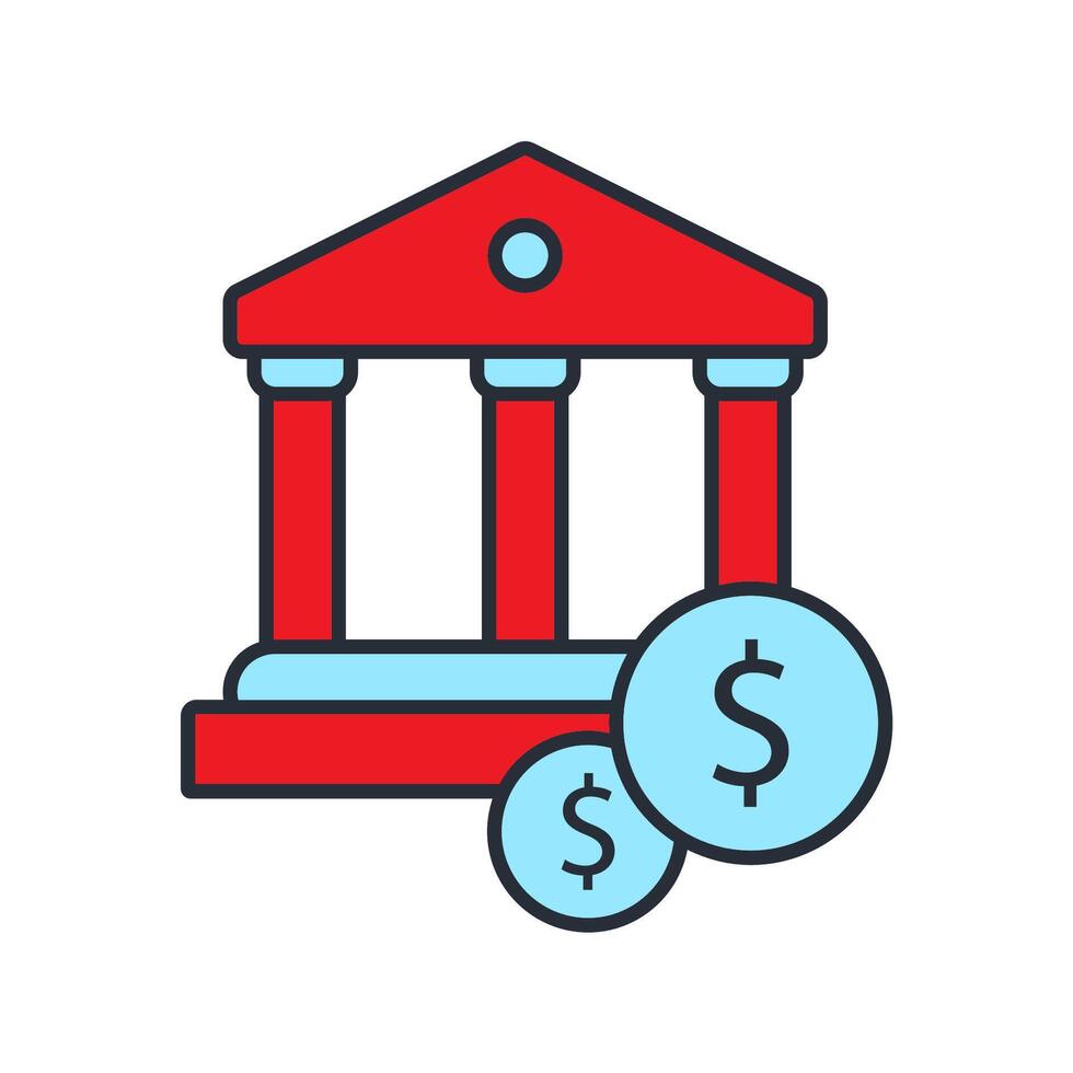 Bank icons simple Thin line icons vector