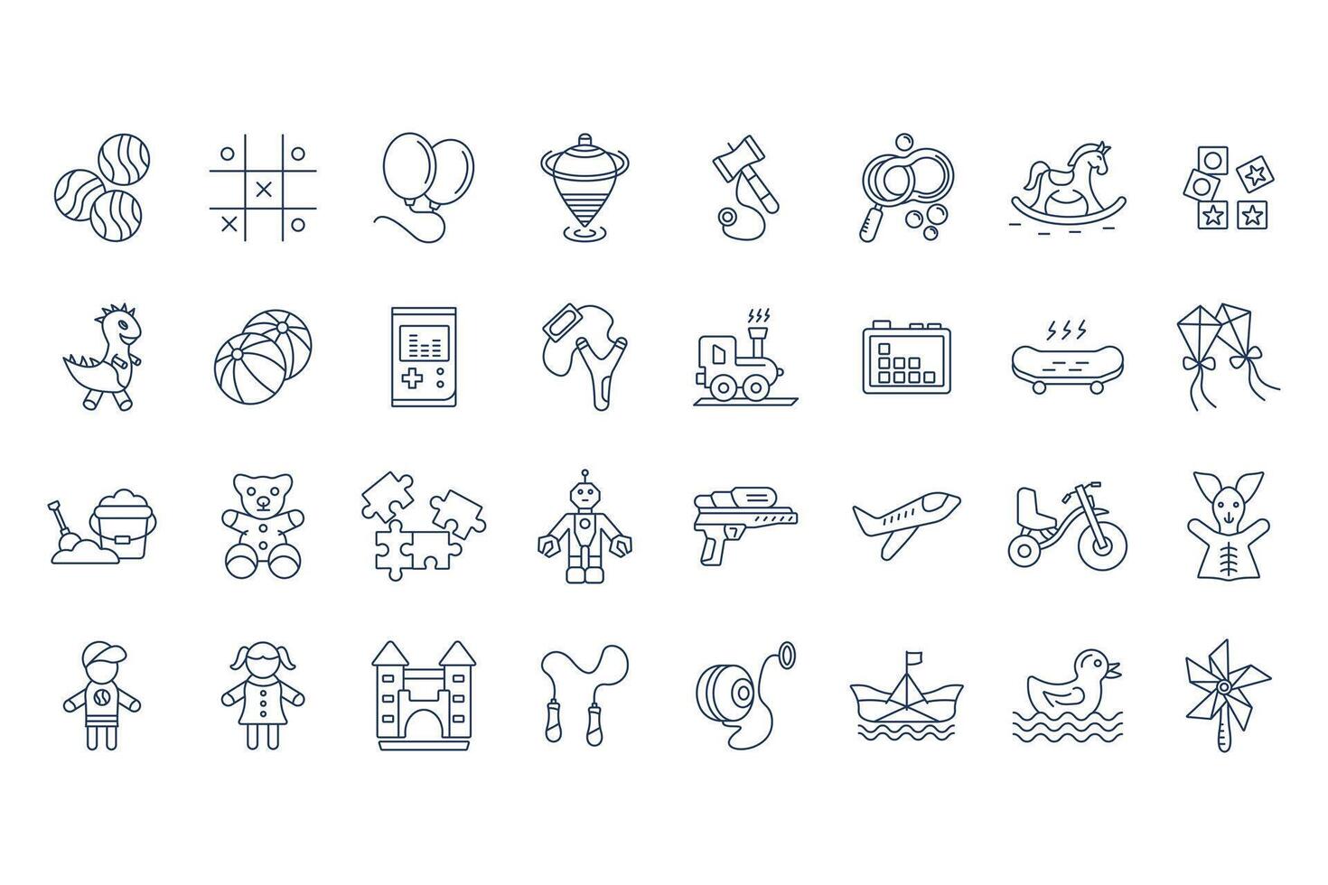 Child Toys icons set isolated on White Background Flat style design vector