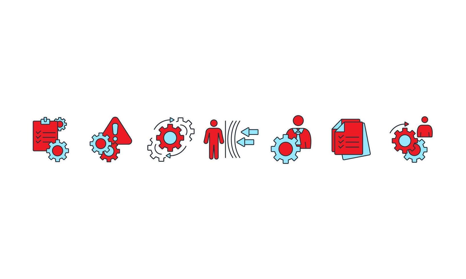 Business continuity plan icons set colours vector
