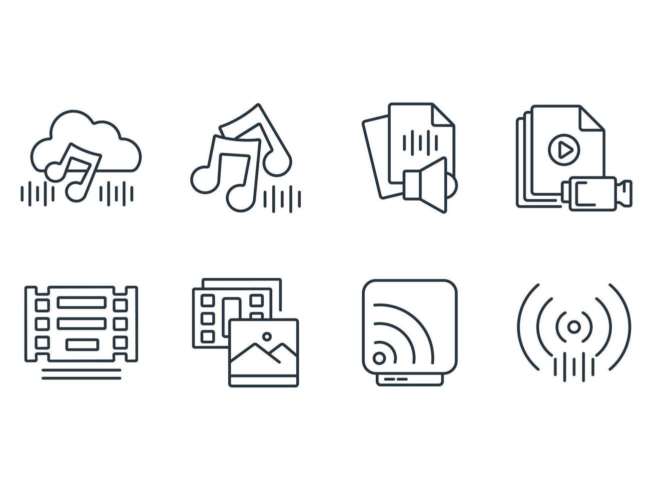 audio simple Thin line icons vector