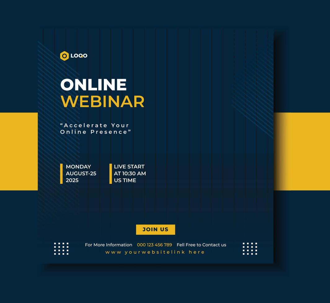 Online Webinar Social Media Post Corporate And Business Template. vector