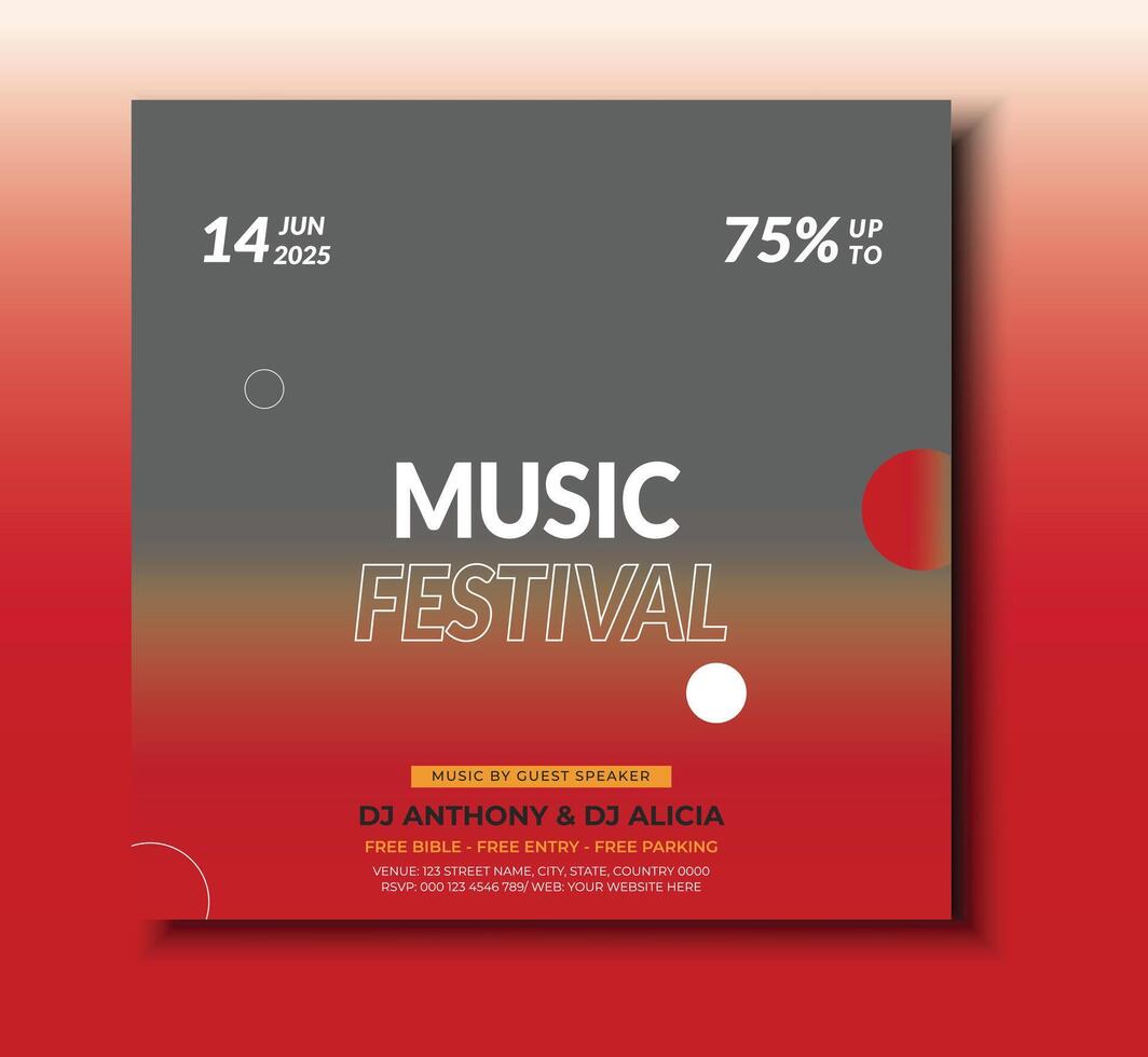 Music Festival Poster Design Creative Event Promotion Social Media Banner. vector