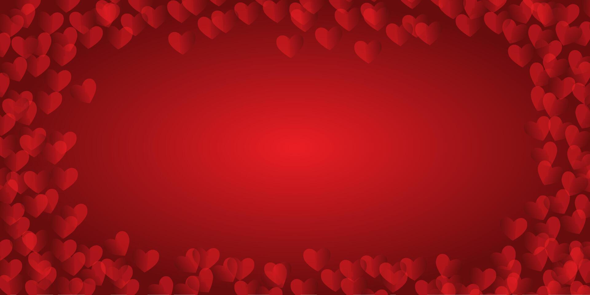 Happy Valentines Day copy space lettering design. Red hearts on red background. Banner for greeting cards, templates,wrapping. vector