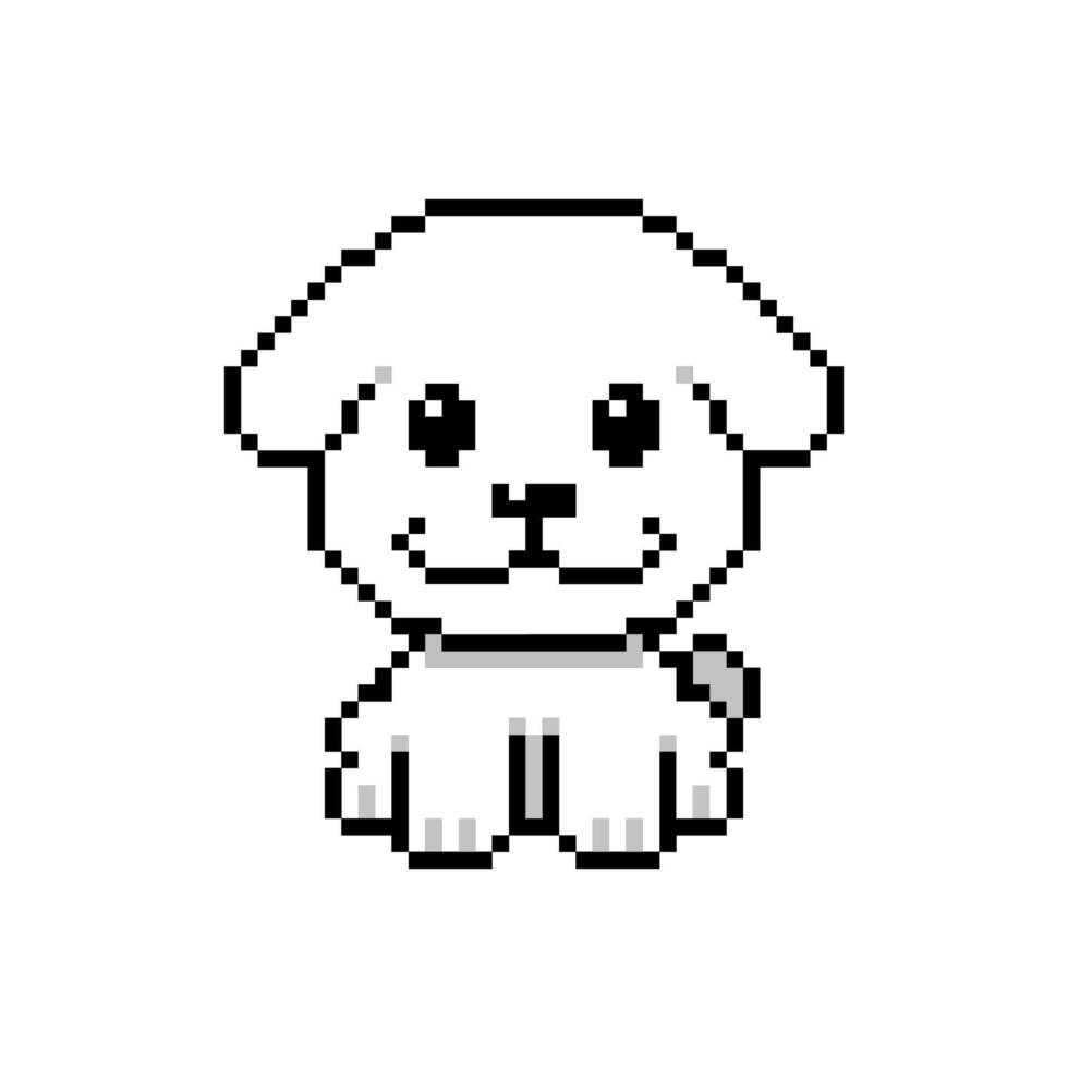 Pixel art a cute dog in retro style vector