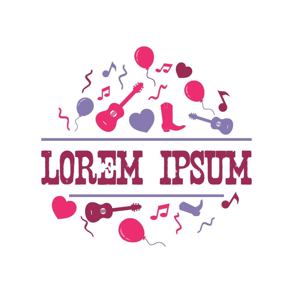 Colorful Emblem Music Celebrate Party Logo Template Illustration Design vector