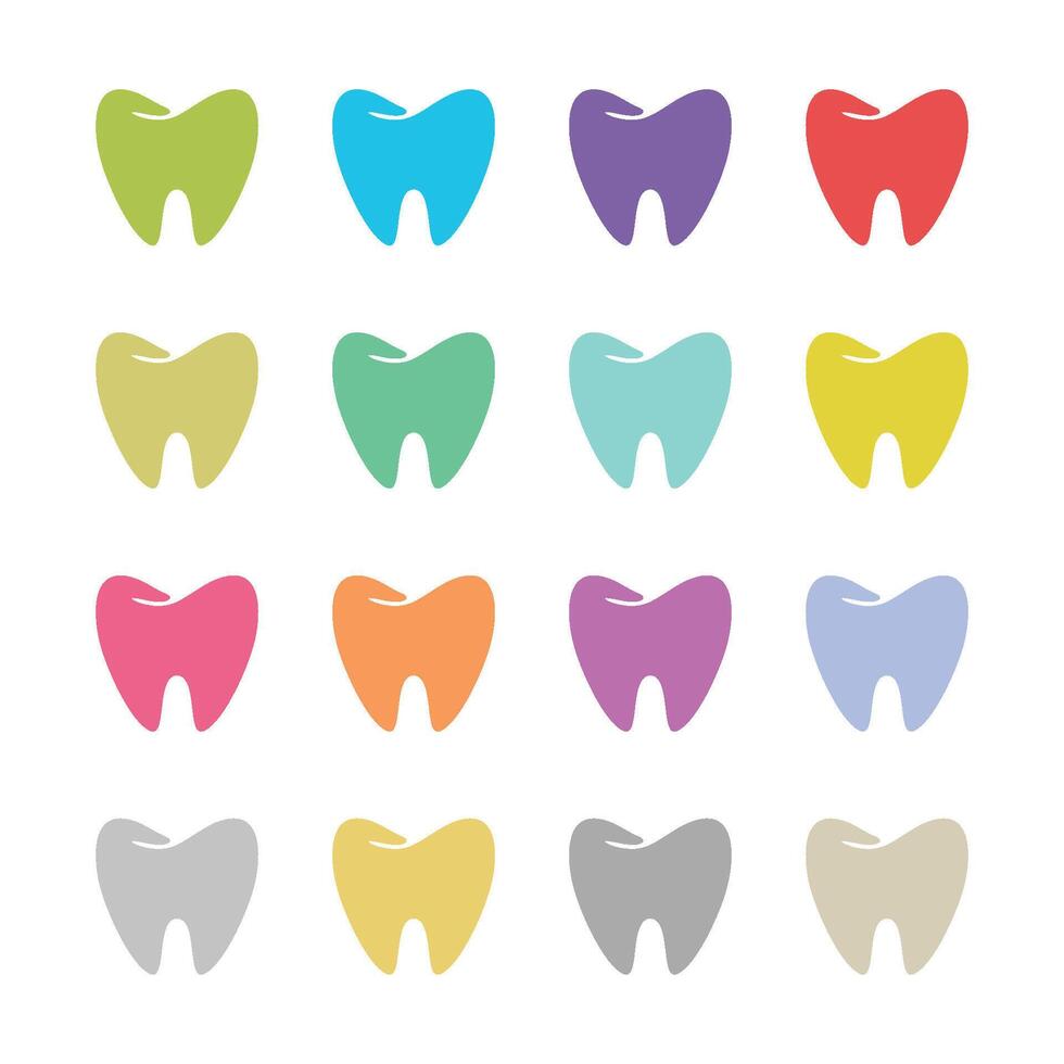Colorful Tooth Dental Care Set Icon Logo Template Illustration Design vector