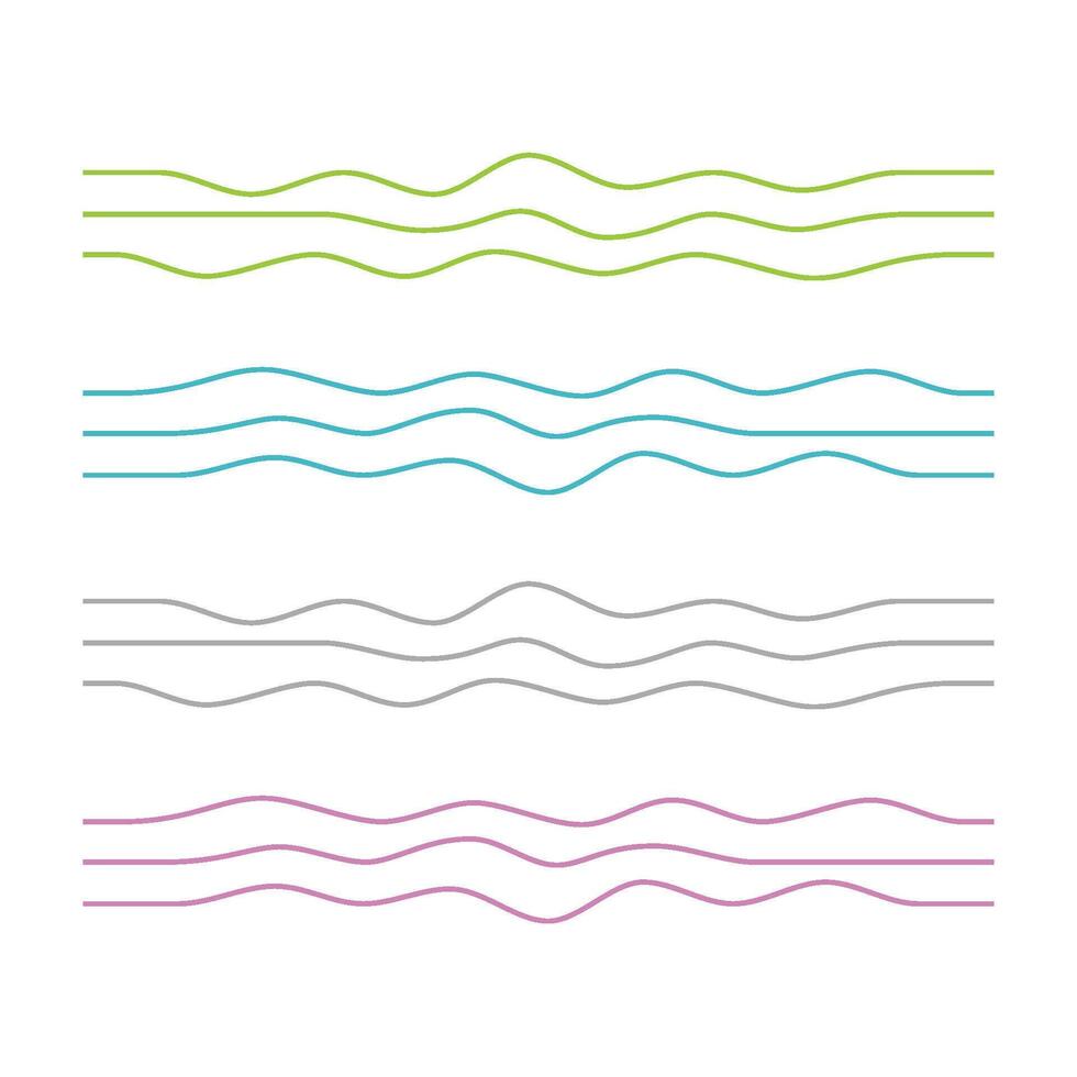 Set Colorful Lines of Wave Logo Template Illustration Design vector