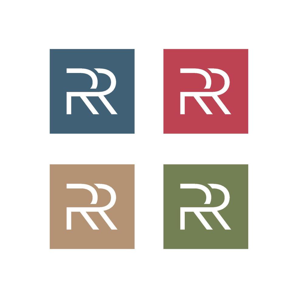 Set R R Letter in Square Logo Template Illustration Design vector