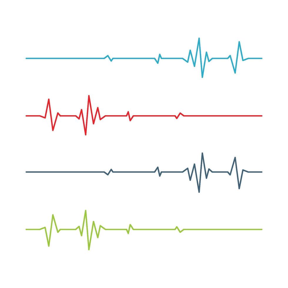 Set Colorful ECG Cardiogram Pulse Line Logo Template Illustration Design vector