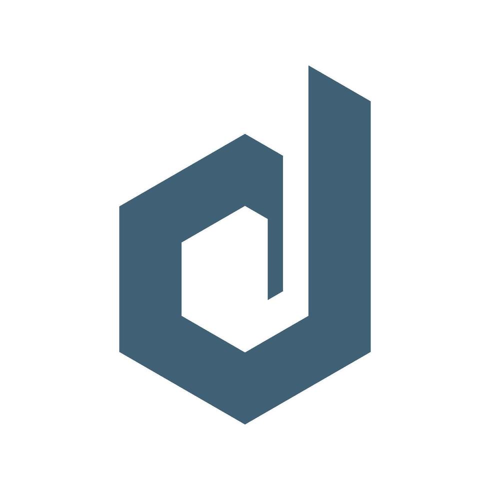 Hexagonal Shape Lowercase Letter D Icon Logo Template Flat Design vector