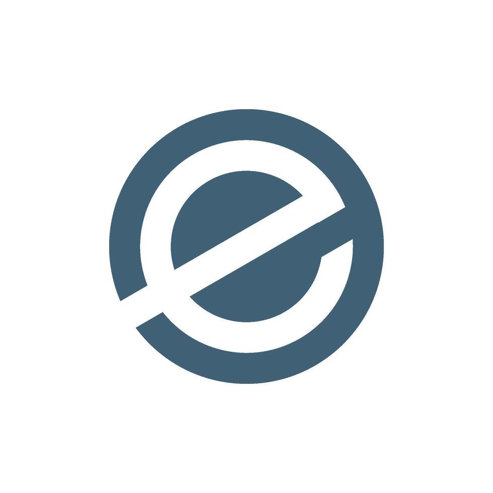 Negative Space Circle Lowercase Letter E Logo Icon Template Flat Illustration Design vector