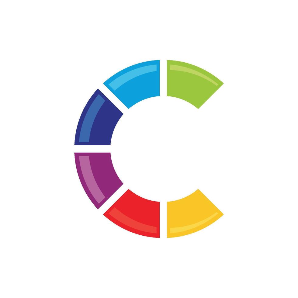 Colorful Letter C Sliced Icon Logo Template Flat Design vector