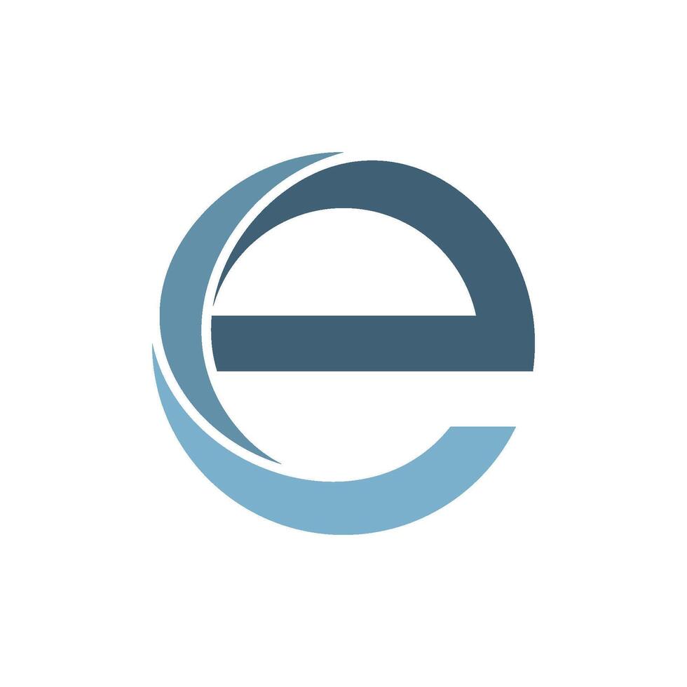 Circle Blue Gradient Swoosh Letter E Logo Icon Template Flat Illustration Design vector