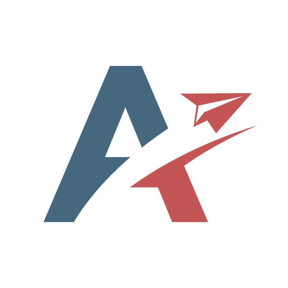 Letter A Paper Plane Icon Logo Template vector