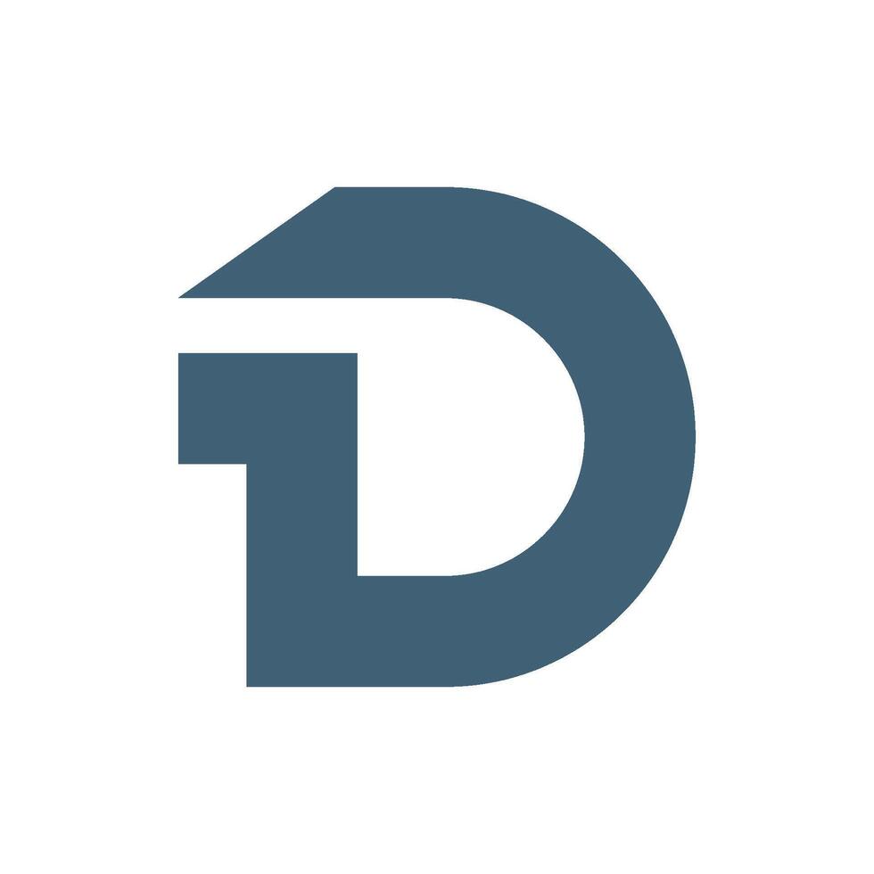 Simple Blue Letter D Initial Icon Logo Template Flat Design vector