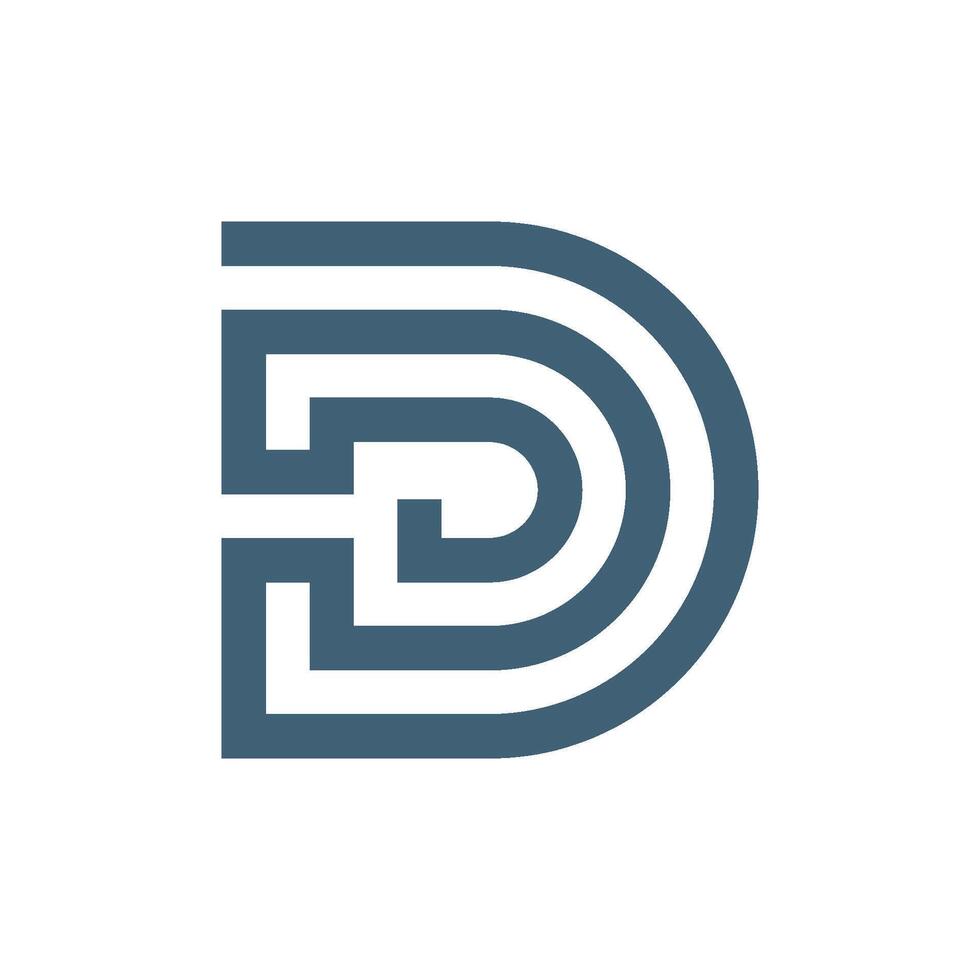 Lines Shape Letter D Icon Logo Template Flat Design vector