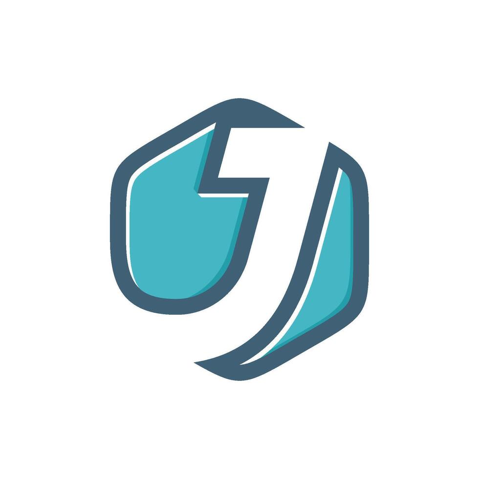 Blue Hexagon J Letter Logo Template illustration design vector