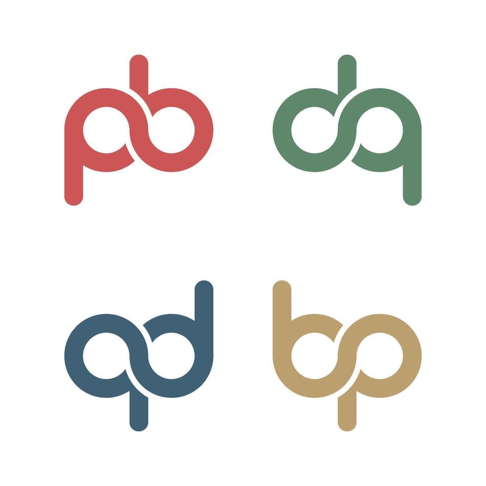 P B, D Q, Q D, B P Letter Logo Template Illustration Design vector
