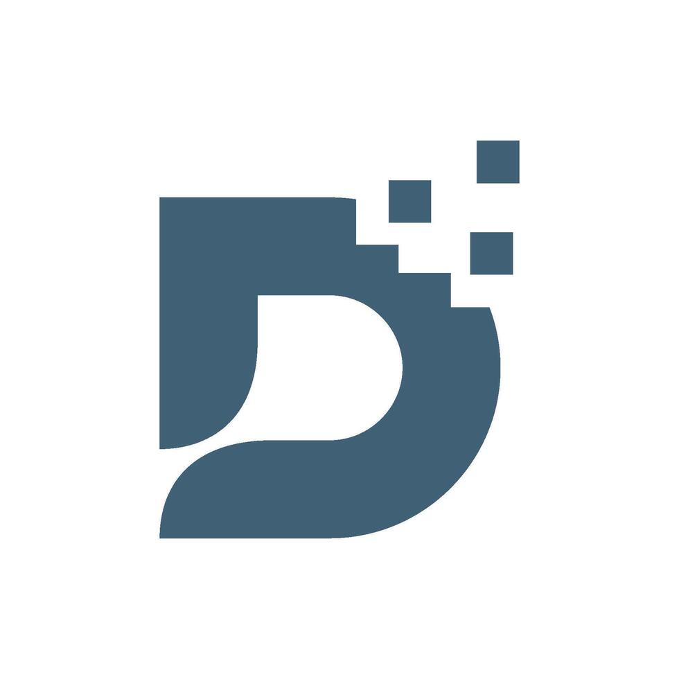 Square Pixel Letter D Icon Logo Template Flat Design vector